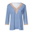 thumbnail image 4 of ZHUGeLI Women's Printed Pullover V-neck Lace T-shirt With 4/3 Sleeves And 3/4 Sleeves Top Up to 50% off Clearance, 4 of 4