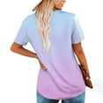 thumbnail image 4 of Fake-Two-Piece Shirts for Womens Pleated Gradient Tunic Blouses Square Neck Short Sleeve Tees Loose Relaxed Fit Tee Shirts Layered Blouse Shirt Hide Belly Tunic Tops Trendy Summer 2025, 4 of 7