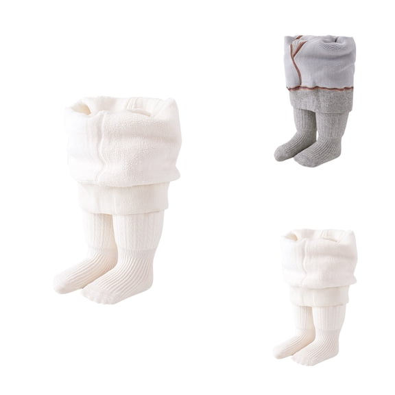 Baby Girl Thick Knit Footed Tights, Warm Winter Pantyhose with Bowknot, Lined Thermal Leggings for Cold Weather Cozy Comfortable Toddler Wear