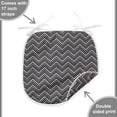 thumbnail image 4 of Black and Grey Dining Chair Pad, Detailed Herringbone Pattern on Repeat Zigzags Striped, Water Resistant Pillow with Straps for Kitchen Seats, 8 Pieces Set, Dimgray Charcoal Grey, by Ambesonne, 4 of 5