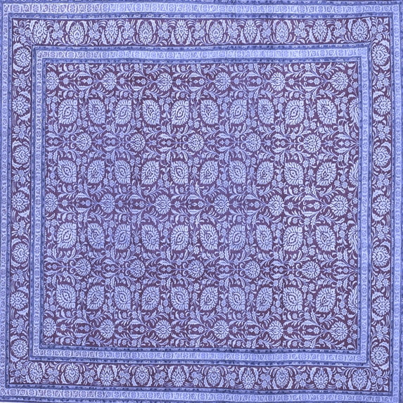 Ahgly Company Machine Washable Indoor Square Persian Blue Traditional Area Rugs, 5' Square