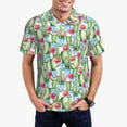 thumbnail image 3 of Balery Flowers and Cactus Printed Men’s Short Sleeve Polo Shirt, Midweight Men's Shirt,Golf Polo shirts -XX-Large, 3 of 9