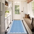 thumbnail image 2 of Hasoo Scalloped Washable Area Rug for Living Room Dorm Non Slip Indoor Geometric Bordered Throw Carpet, 2'5" x 8' Blue, 2 of 5
