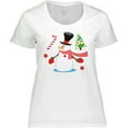 thumbnail image 3 of Inktastic Top Hat Snowman with Christmas Tree and Candy Cane Women's Plus Size T-Shirt, 3 of 5
