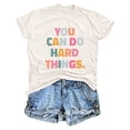 thumbnail image 2 of Tiweut Hauts Décontractés pour Femmes Été à Lettres Graphique Coupe Ample Manches Courtes Col Rond T-Shirts Fins pour Dame Beige, 2 of 5