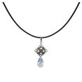 thumbnail image 2 of Color Choices Austrian Crystal Teardrop 18 Inch Leather Cord Vintage Style Necklace - Sapphire AB, 2 of 4