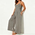 thumbnail image 5 of PBFRDSJ Women's Summer Striped Tube Romper Backless Adjustable Spaghetti Strap Tie Back Rompers Boho Flowy Loose One Piece Jumpsuits, 5 of 7