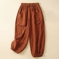 thumbnail image 2 of Glisme Casual Pants For Women Harem Pants Cropped Trousers With Elastic Waist And Side Pockets Comfortable Loose Fit Relaxed Ankle Pants For Everyday Wear Orange Trousers Athletic Fit, 2 of 3