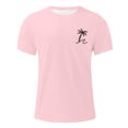thumbnail image 4 of Gyexs Shirts for Men Fashion Crewneck Short Sleeve T Shirt Coconut Tree Print Casual Summer Clothes Outdoor Streetwear Graphic Tee Pink, Size XXL, 4 of 4