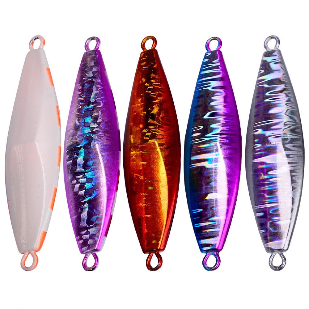 5Pcs 30g-120g Slow Fall Pitch Fishing Lures Sinking Lead Metal Flat Jigging Bait
