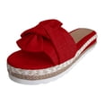 thumbnail image 2 of Walking Sandals Women,Wedge Sandals,Women's Sandals,Summer Shoes for Women,Cute Sandals for Women,Women's Summer - Bow Flat Beach Open Toe Breathable Sandals Weave Shoes,Red,9, 2 of 4