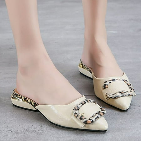 

Binmer Summer Leopard Print Comfortable Thick Heel Lazy Shoes Women Sandals
