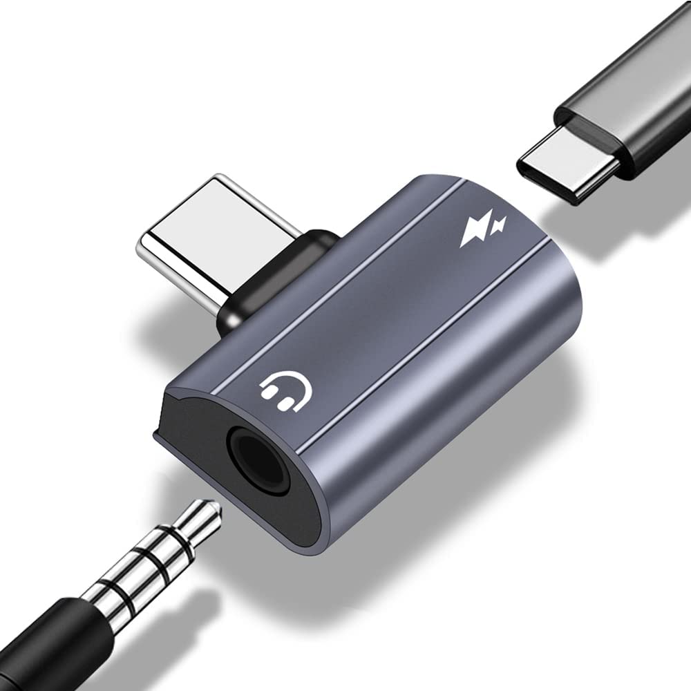 Galaxy S21 Headphone Adapter, 2 in 1 USB C to 3.5mm Audio and Charging Adapter with PD 60W Fast