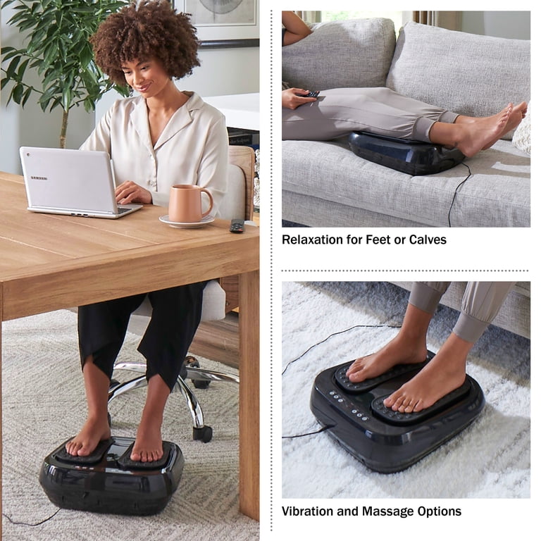 Foot Massager ? Vibrating Platform with Rotating Acupressure for Feet and  Legs with Remote Control Included by Bluestone (Black)