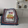 thumbnail image 4 of 4th of July USA American Flag Farm Trucks Memorial Day Soft Throw Blankets Blue Red White Stripes Stars Rustic Wooden Buffalo Check Flannel Bed Blanket Decorations for Home Sofa Couch Chair ,40x50 IN, 4 of 6
