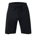 thumbnail image 3 of Men's Summer Fleece Hem Athletic Shorts Elastic Waist Drawstring Casual Gym Workout Bottoms Distressed Edge Lightweight Breathable Cotton Sweatshorts Black, 3 of 4