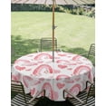 thumbnail image 3 of Valentine's Day Table Cloth Round Tablecloth, Pink Rainbow Love Heart Polka Dots Spring Waterproof Wrinkleproof Table Cover with Umbrella Hole and Zipper for Party/Dining/Patio/Wedding 54 Inch, 3 of 9