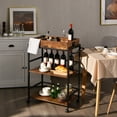 thumbnail image 2 of Costway Carrito de Bar de 3 Niveles, Carro de Servicio de Cocina con Ruedas Bloqueables y Asa, Carrito Industrial con Bandeja de Madera Extraíble, Carro de Almacenamiento de Vino para el Hogar/Pub, 2 of 7