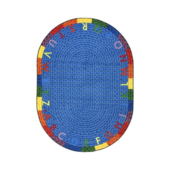 Joy Carpets Kid Essentials Early Childhood Alphabet Braid Rug 5'4" x 7'8" Oval Multi