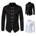 thumbnail image 5 of Double Breasted Shirts for Men Long Sleeve Casual Stand Collar Solid Slim Blouses Festival Tops Fashion Shirts, 5 of 5