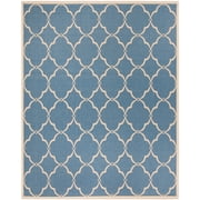 SAFAVIEH Beach House Sharla Geometric Indoor/Outdoor Area Rug, Blue/Creme, 6'7" x 9'2"