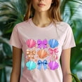 thumbnail image 5 of Girls' Graphic Tee, Colorful Seashell and Bow Design, Summer Beach Shirt, White, Size S, 5 of 6