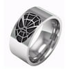 Spiderman Face Silvertone Stainless Steel Band Ring Size 9