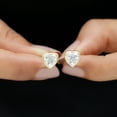 thumbnail image 5 of Rosec Jewels Heart Shape Moissanite Solitaire Stud Earrings for Women - 7 mm - D-VS1 Grade, 14K Yellow Gold, 5 of 7