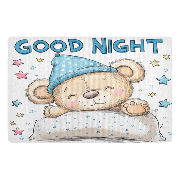 BZSMCE Floor Mats 32x20in Cartoon Bear with Sleeping Hat Creativity Doormats