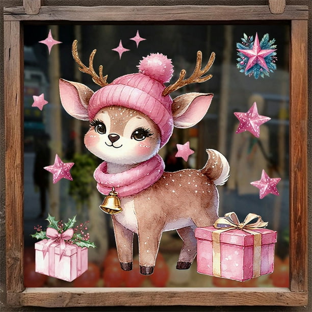 Pegatinas de plástico para ventanas, adornos navideños, pegatinas navideñas, adornos navideños, pegatinas para ventanas de centros comerciales, ideales para puertas y ventanas de tiendas, decoración d
