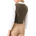 thumbnail image 3 of CHALCO INSPIRADOR Chaleco de Lino para Mujeres Sin Mangas con Cierre de Botones y Escote en V para Trabajo Formal 2XL Marrón, 3 of 5