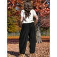 thumbnail image 5 of Women'S Corduroy Pants Baggy Wide Leg Pants Casual Elastic Waisted Palazzo Harem Pants with Pockets Black S, 5 of 7