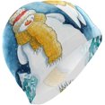 thumbnail image 1 of Wekity Swimming Cap Snowman Winter Snowflakes Unisex Adult Wekity Polyester, 1 of 4