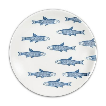 

Abbott Collection AB-27-COASTAL-074 6 in. Fish School Appetizer Plate White & Blue
