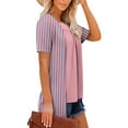 thumbnail image 5 of LADIGASU Women's Printed Fake Two Piece Short Sleeve Round-Neck Blouses Top, 5 of 7