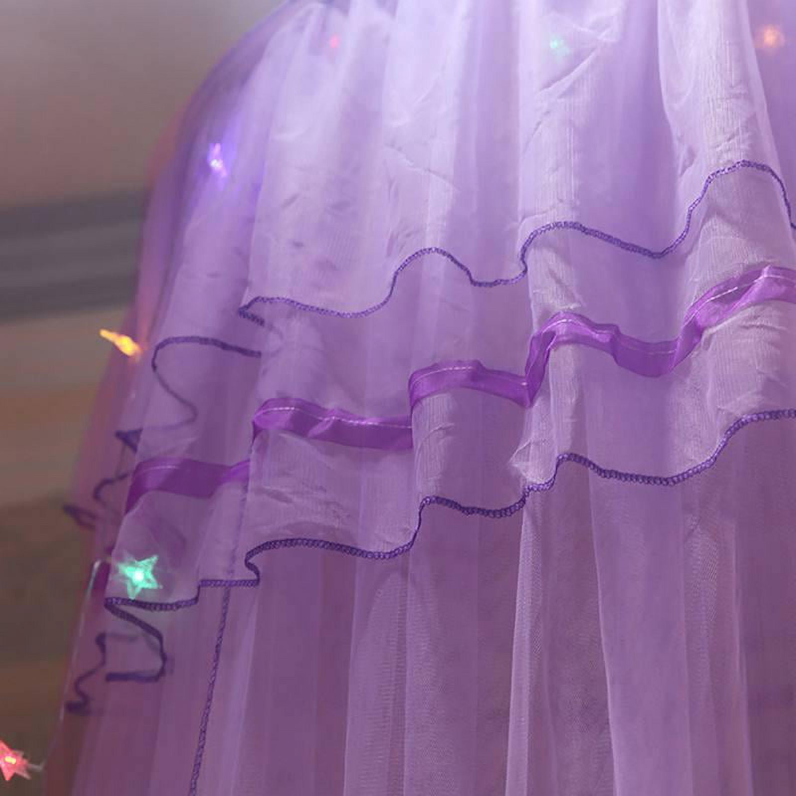 Round Canopy Bed Curtain for Girls Adults-Dome Bed Net for Twin Full Queen King Size Bed, Quick Easy Installation, Moisquito Net 70 X 260cm / 27.5 "x 102", Purple (Net)