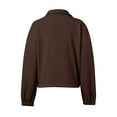 thumbnail image 5 of DHFJKG Women Hoodie Crop Coat Solid Color Zipper Stand Collar Elastic Waisted Oversized Long Sleeve Sweatshirt Cropped Jacket Fashionable Coats, 5 of 6