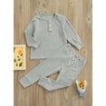 thumbnail image 3 of Wassery 2PCS Kids Girls Fall Pajamas Set Toddler Girls Boys Nightwear Long Sleeve Round Neck Tops Long Pants Sleepwear Loungewear Outfit Set 18M-6T, 3 of 8