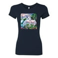 thumbnail image 2 of Unicorn Fanstasy Island Castle Animal Lover Female Slim Fit Junior Tee, Navy, Medium, 2 of 3