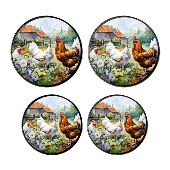 Stove Burner Covers 4 Pcs for Home Decor Cooktop Decorative ,Chicken and Rooster in The Grass creative, Round Electric Stove Burner Covers 8Inch And 10Inch