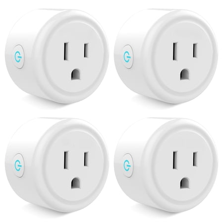 Mini Plug Compatible with Alexa and Google Home, WiFi Smart Outlet Socket Remote Control with Timer Function, Only Supports 2.4GHz Network, No Hub Required, ETL FCC Listed (4 Pack), White