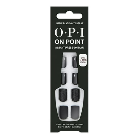 OPI On Point Instant Press On Nails, Little Black Onyx Dress, False Nails, 24 Pieces