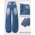 thumbnail image 5 of OYYN Girls Baggy Jeans Wide Leg High Waist Y2K Streetwear Boyfriend Skater Denim Pants School Casual Wear, 5 of 7