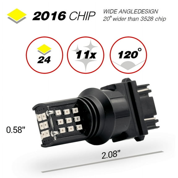 2 Pair 3157 Red LED Light Bulbs for Brake/Tail Stop Lamp 24-SMD 224LM