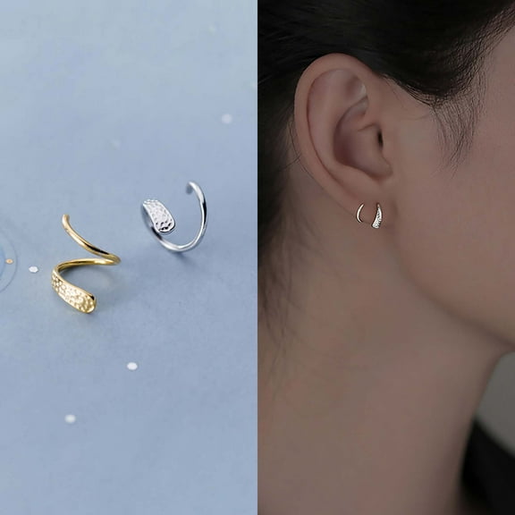 Sterling Silver Spiral Earrings, Minimalist Dainty Wrap Around Earrings, Front Back Earrings, Ear Jacket Earrings, Small Twist Hoops, Gold, Silver
