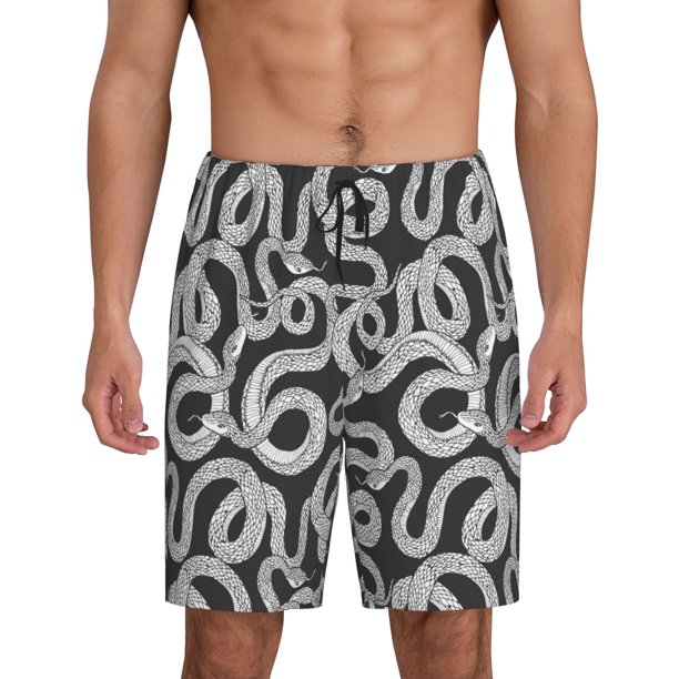 Fotbe Snake Pantalones Cortos de Pijama para Hombre, Ropa de Dormir, Pantalones de Pijama Cortos para Hombre-Large