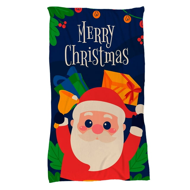 Cobija Manta Frazada Juana Gallo Diseño de Santa Azul Temporada de Noche Buena Ultra Suave y Ligera