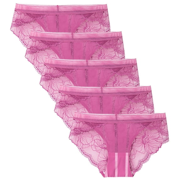 Puntoco Womens Panties Clearance Ladies Transparent Lace Panties Cotton Hollow Breathable Quality Underpants Purple L(L)