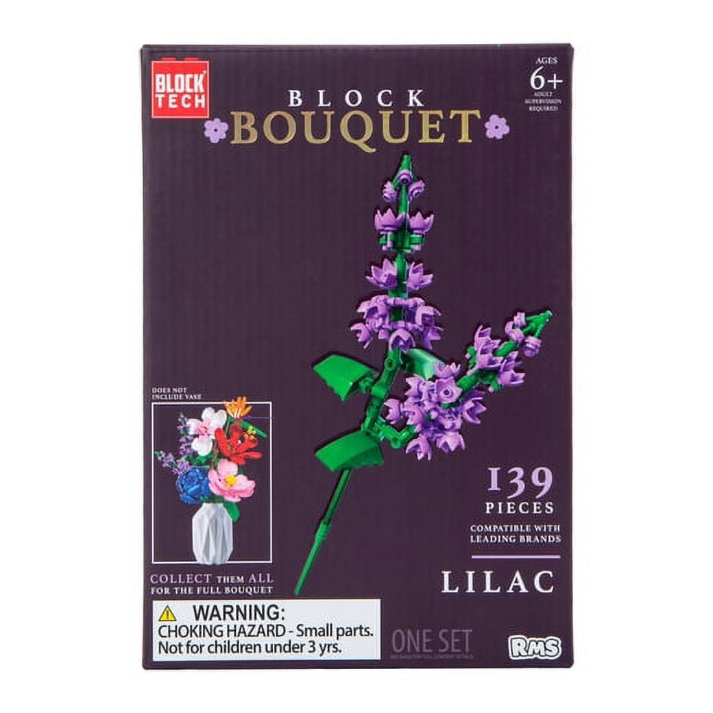 Block Tech Lego Compatible Flower Bouquet - 66 Pieces Orchid