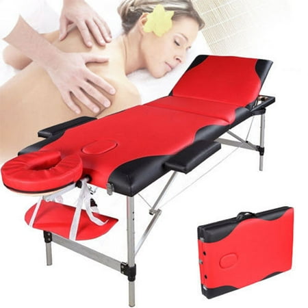 Zimtown 3 Fold Portable Aluminum Massage Table / Bed for Facial SPA and Tattoo , with Carry (Best Color For Massage Room)